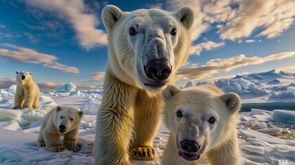 Wall Mural - A teddy bear looking into camera for slefie