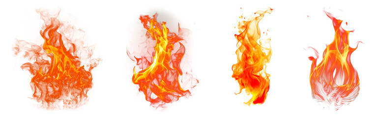 Wall Mural - Fire effect png element set on transparent background