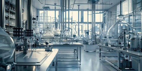 Poster - Interior of a large laboratory with various equipment. Suitable for scientific and research concepts