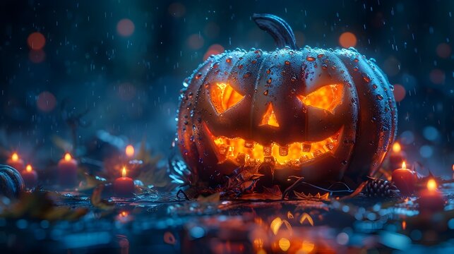 Grinning JackoLantern Awaits TrickorTreaters A Festive Halloween Tradition