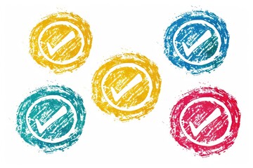Poster - A set of four colored grunge signs on a white background. Perfect for design projects and advertising