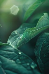 Aufkleber - A green bug perched on a vibrant green leaf. Suitable for nature and wildlife themes