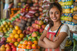© Niks Ads - young indian woman standing at fruit shop