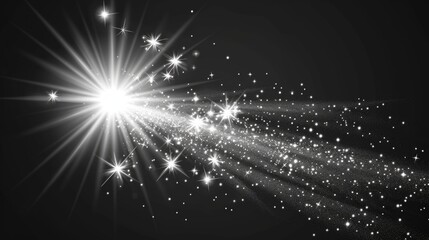 Poster - Black and white photo of a star burst. Perfect for graphic design projects