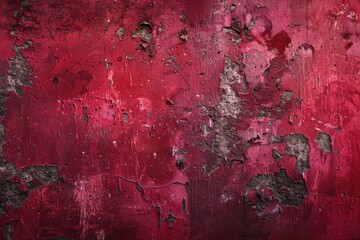 Poster - Weathered red wall with flaking paint. Suitable for architectural and renovation concepts