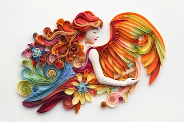 Aufkleber - Paper art of a woman with wings, suitable for various designs