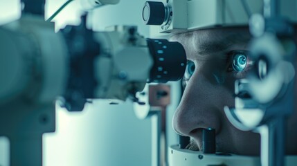 Aufkleber - A man looking through a pair of glasses. Suitable for educational or professional concepts