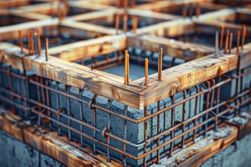 Poster - Detailed view of a building under construction, suitable for construction industry websites