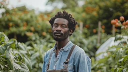 Aufkleber - A man with dreadlocks standing in a garden. Suitable for lifestyle and fashion concepts