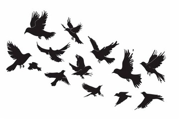 Aufkleber - A flock of birds flying in the air. Suitable for nature and freedom concepts