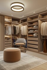 Poster - A walk-in closet filled with various clothes. Ideal for fashion and organization concepts