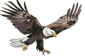 Canvas Print - Majestic bald eagle soaring with wings spread, perfect for patriotic and wildlife themes