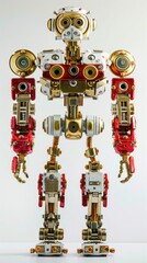 Wall Mural - Golden and red monkey robot on white background