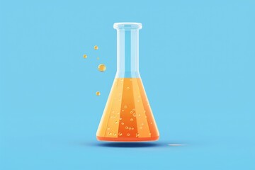 Poster - Orange liquid bubbling in a flask, suitable for science and laboratory concepts
