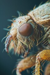 Poster - Detailed close-up view of a bug's face, suitable for science or nature publications