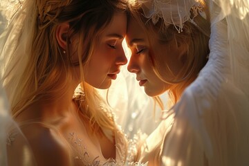 Poster - Two women standing next to each other. Suitable for various concepts and designs
