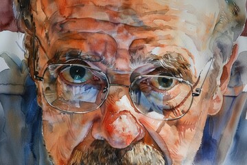 Aufkleber - A portrait of a man wearing glasses and sporting a beard. Ideal for business or professional concepts