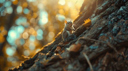 Aufkleber - A cat sitting on the side of a tree. Suitable for nature and animal themes