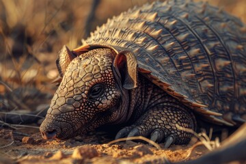 Aufkleber - A close up of a small animal laying on the ground. Suitable for various nature and wildlife themes