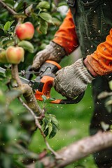 Poster - Person using scissors to cut tree, suitable for environmental concepts
