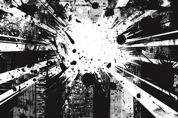 Poster - Urban landscape in black and white, suitable for various design projects