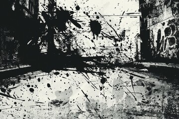 Poster - A black and white photo of a puddle of water. Suitable for nature or abstract concepts