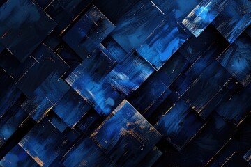 Poster - Abstract blue and black squares background, ideal for graphic design projects