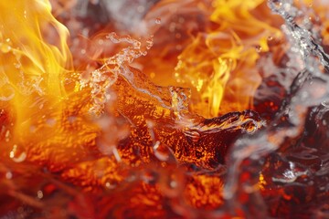 Leinwandbilder - A close up of a fire with water on it. Suitable for various concepts