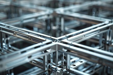 Poster - A detailed view of metal pipes. Suitable for industrial concepts