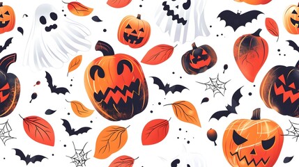 Canvas Print - Vibrant Halloween Art Featuring Classic Symbols