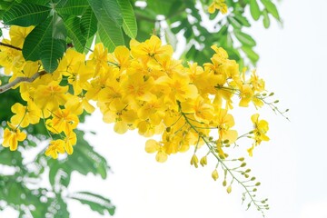 Aufkleber - Beautiful tree with yellow flowers and green leaves. Suitable for nature and springtime concepts
