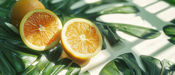 Wall Mural - Assorted Fresh Citrus Fruits, Bright and Juicy Oranges and Lemons, Healthy Summer Snack