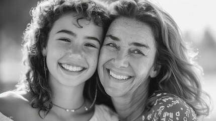 Poster - A simple black and white photo of two women. Suitable for various projects