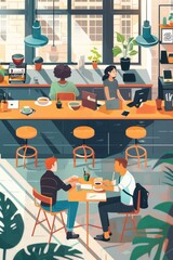 Poster - A couple enjoying a meal at a restaurant. Suitable for food and lifestyle concepts