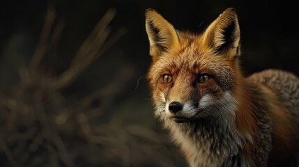 Poster - A close up image of a red fox looking at the camera. Ideal for wildlife and nature concepts