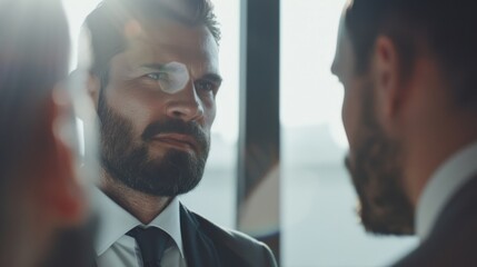 Poster - Close up of a person in a professional suit and tie, suitable for business concepts