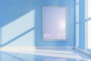 Aufkleber - An empty room with a picture frame on the wall. Suitable for interior design concepts