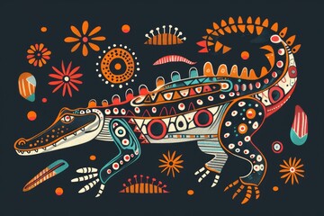 Poster - Vibrant drawing of a lizard with a sunny backdrop. Suitable for educational materials or wildlife-themed projects