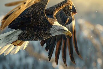 Canvas Print - Majestic bald eagle soaring through the sky, suitable for wildlife or freedom concepts