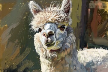 Poster - A close-up shot of a llama with a blurry background, suitable for various projects
