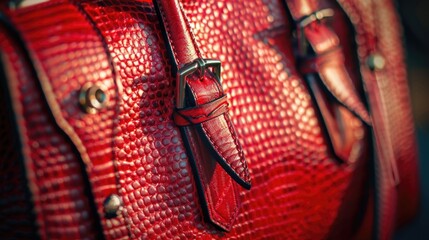 Leinwandbilder - Close up of a red purse with a strap, suitable for fashion and accessory concepts