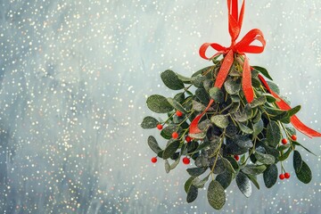 Poster - A bunch of mist hanging from a red ribbon. Suitable for various design projects