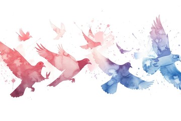 Canvas Print - A group of birds flying in the air. Suitable for nature and wildlife concepts