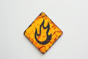 Poster - Rusted sign with flame symbol, suitable for industrial concepts