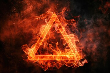 Poster - Fiery triangle emitting smoke, perfect for graphic design projects