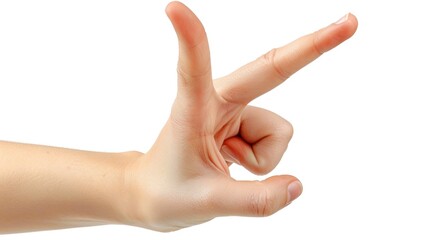 Poster - A person's hand making a peace sign gesture. Suitable for various concepts and designs