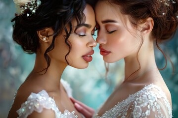 Poster - Image of two women standing side by side. Can be used for diversity and friendship concepts