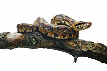 Poster - A snake sitting on a tree branch. Suitable for wildlife or nature concepts