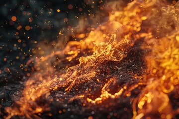 Poster - Intense fire burning on black background. Perfect for backgrounds or concepts
