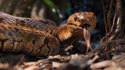 Poster - Close up of a snake with its mouth open. Suitable for educational materials